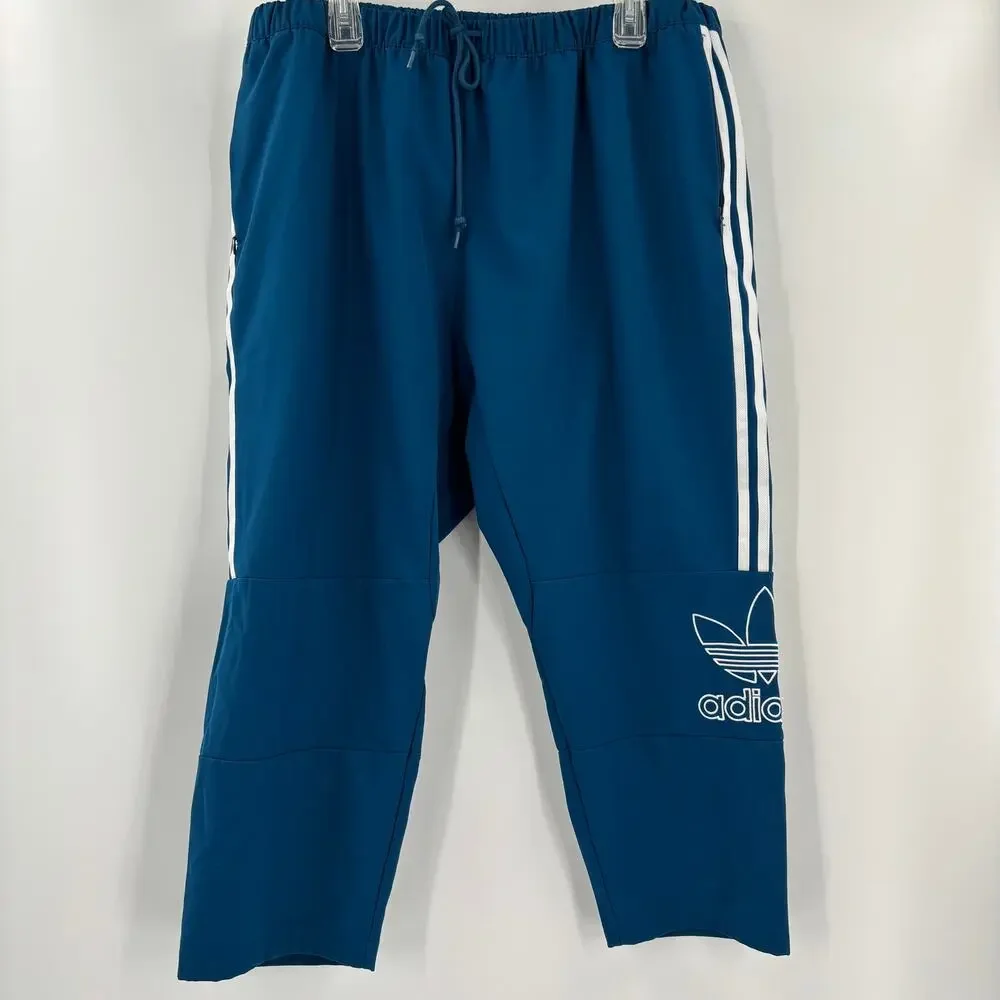 Adidas Mens 2XL Blue Parachute Stretch Waist‎ Drawstrings Track Pants